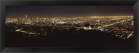 Framed Night View of Los Angeles from the Distance Print