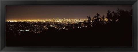 Framed Los Angeles, California Cityscape at Night Print