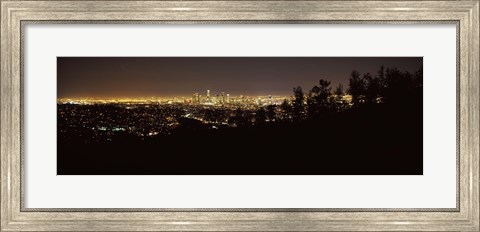 Framed Los Angeles, California Cityscape at Night Print