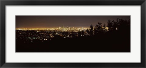 Framed Los Angeles, California Cityscape at Night Print