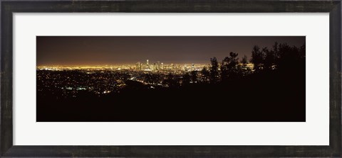 Framed Los Angeles, California Cityscape at Night Print