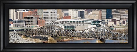 Framed Bridge across a river, Paul Brown Stadium, Cincinnati, Hamilton County, Ohio, USA Print
