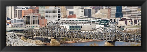 Framed Bridge across a river, Paul Brown Stadium, Cincinnati, Hamilton County, Ohio, USA Print