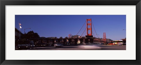 Framed Toll booth with a suspension bridge in the background, Golden Gate Bridge, San Francisco Bay, San Francisco, California, USA Print