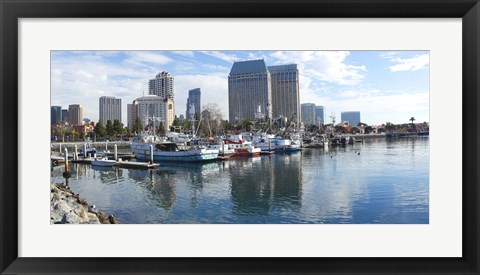 Framed Fishing boats docked at a marina, San Diego, California, USA Print