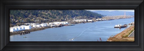 Framed High angle view of a river, Willamette River, Portland, Multnomah County, Oregon, USA Print