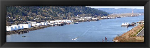 Framed High angle view of a river, Willamette River, Portland, Multnomah County, Oregon, USA Print