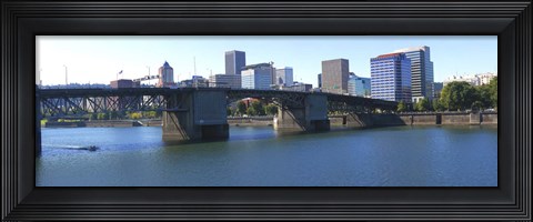 Framed Bridge across a river, Burnside Bridge, Willamette River, Portland, Multnomah County, Oregon, USA 2010 Print
