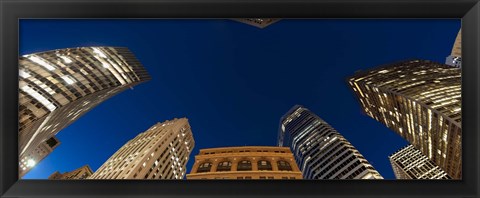 Framed Low angle view of high-rise buildings at dusk, San Francisco, California, USA Print