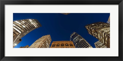 Framed Low angle view of high-rise buildings at dusk, San Francisco, California, USA Print