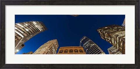 Framed Low angle view of high-rise buildings at dusk, San Francisco, California, USA Print