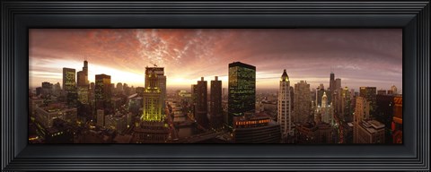 Framed Sunset cityscape Chicago IL USA Print