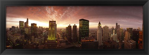 Framed Sunset cityscape Chicago IL USA Print