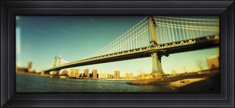 Framed Brooklyn Bridge In Front of Manhattan Print