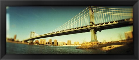 Framed Brooklyn Bridge In Front of Manhattan Print