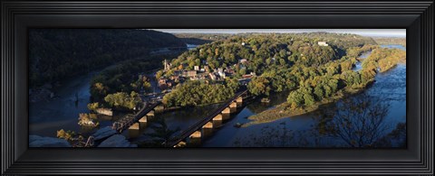 Framed High angle view of a town, Harpers Ferry, Jefferson County, West Virginia, USA Print