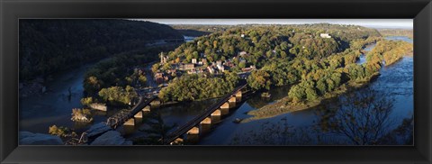 Framed High angle view of a town, Harpers Ferry, Jefferson County, West Virginia, USA Print