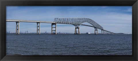 Framed Bridge across a river, Francis Scott Key Bridge, Patapsco River, Baltimore, Maryland, USA Print