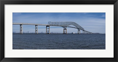Framed Bridge across a river, Francis Scott Key Bridge, Patapsco River, Baltimore, Maryland, USA Print