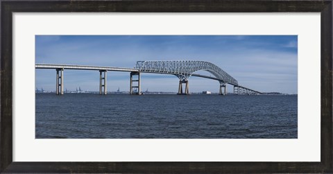 Framed Bridge across a river, Francis Scott Key Bridge, Patapsco River, Baltimore, Maryland, USA Print