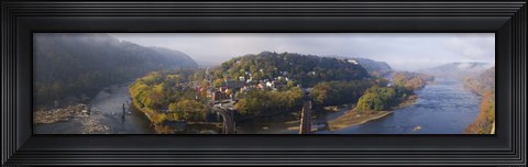 Framed Aerial view of an island, Harpers Ferry, Jefferson County, West Virginia, USA Print