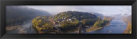 Framed Aerial view of an island, Harpers Ferry, Jefferson County, West Virginia, USA Print