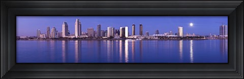 Framed Moonrise over a city, San Diego, California, USA 2010 Print
