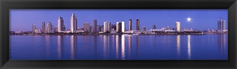 Framed Moonrise over a city, San Diego, California, USA 2010 Print