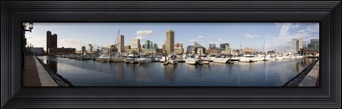 Framed Boats Moored at Inner Harbor, Baltimore, Maryland Print