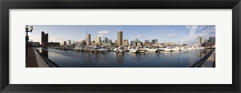 Framed Boats Moored at Inner Harbor, Baltimore, Maryland Print