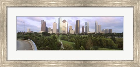 Framed Skyscrapers against cloudy sky, Houston, Texas Print