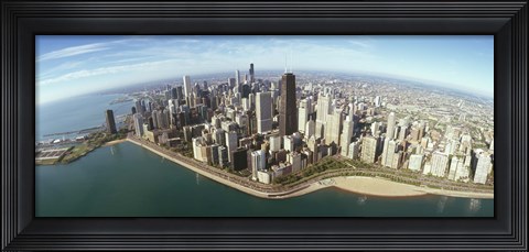 Framed Aerial view of Chicago from the lake, Cook County, Illinois, USA 2010 Print