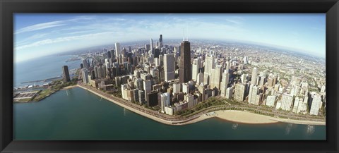 Framed Aerial view of Chicago from the lake, Cook County, Illinois, USA 2010 Print