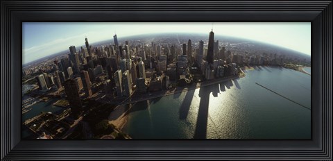 Framed Bird&#39;s eye view of Chicago, Cook County, Illinois, USA 2010 Print