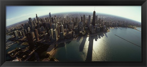 Framed Bird&#39;s eye view of Chicago, Cook County, Illinois, USA 2010 Print