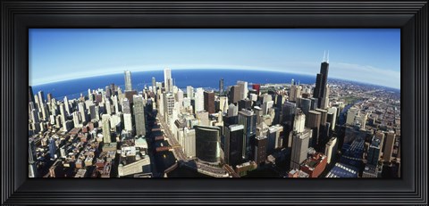 Framed Aerial view of Chicago with the lake in the background, Cook County, Illinois, USA 2010 Print