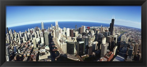 Framed Aerial view of Chicago with the lake in the background, Cook County, Illinois, USA 2010 Print