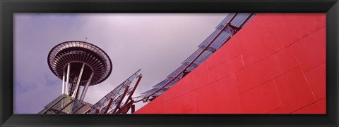 Framed Low angle view of a tower (horizontal), Space Needle, Seattle, Washington State Print