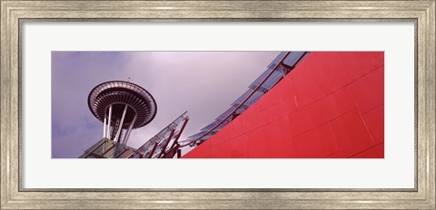 Framed Low angle view of a tower (horizontal), Space Needle, Seattle, Washington State Print