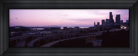 Framed City at sunset, Seattle, King County, Washington State, USA Print