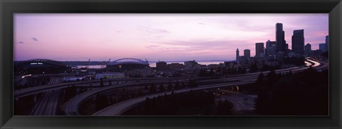 Framed City at sunset, Seattle, King County, Washington State, USA Print