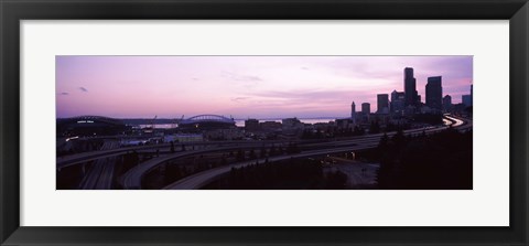 Framed City at sunset, Seattle, King County, Washington State, USA Print