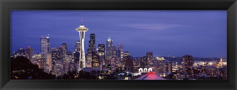 Framed Space Needle and Seattle Skyline 2010 Print
