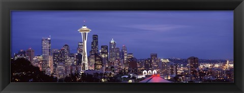 Framed Space Needle and Seattle Skyline 2010 Print