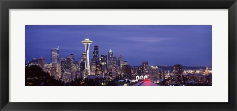 Framed Space Needle and Seattle Skyline 2010 Print