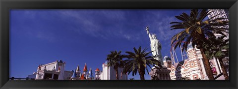 Framed Low angle view of skyscrapers in a city, The Strip, Las Vegas, Nevada, USA Print