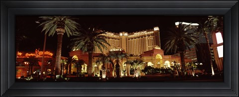Framed Hotel lit up at night, Monte Carlo Resort And Casino, The Strip, Las Vegas, Nevada, USA Print