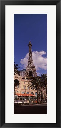 Framed Low angle view of a hotel, Replica Eiffel Tower, Paris Las Vegas, The Strip, Las Vegas, Nevada, USA Print