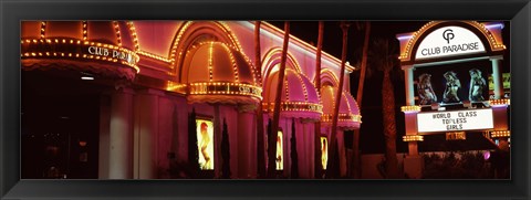 Framed Strip club lit up at night, Las Vegas, Nevada Print