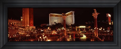 Framed Hotel lit up at night, The Mirage, The Strip, Las Vegas, Nevada, USA Print